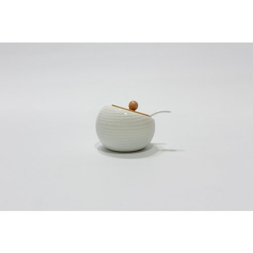 AZUCARERA CON TAPA BAMBOO Y CUCHARA 9*8,5 CM
