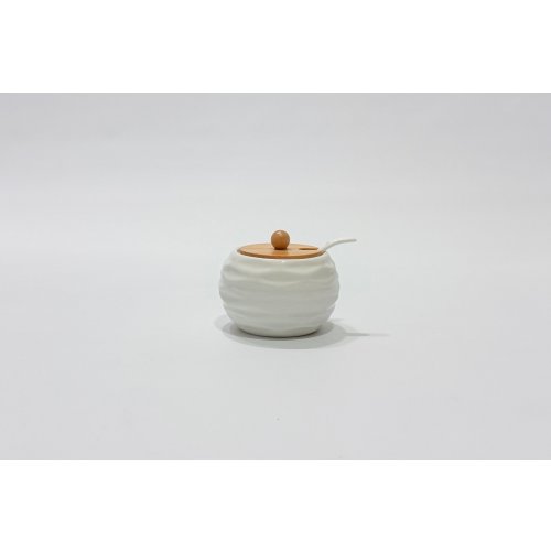 AZUCARERA CON TAPA BAMBOO Y CUCHARA 9,5*7,5 CM